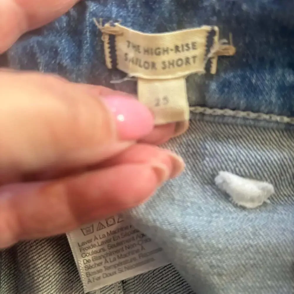 Madewell High-Rise Sailor Short Women 25 XS Blue Denim Patch Pocket Cuffed